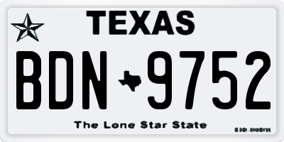 TX license plate BDN9752