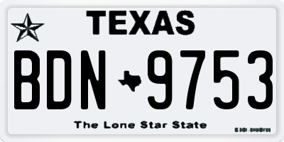 TX license plate BDN9753