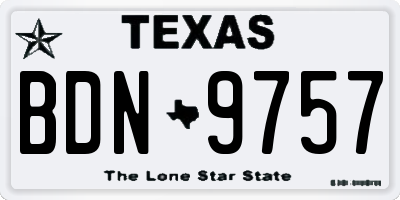 TX license plate BDN9757