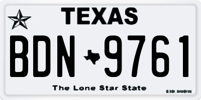 TX license plate BDN9761