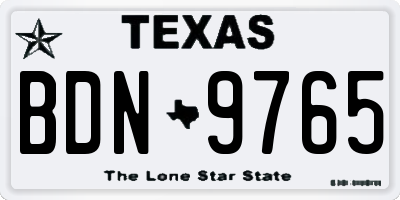TX license plate BDN9765