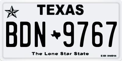 TX license plate BDN9767