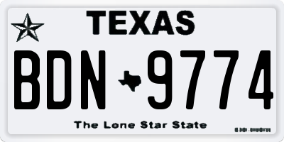 TX license plate BDN9774