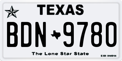 TX license plate BDN9780