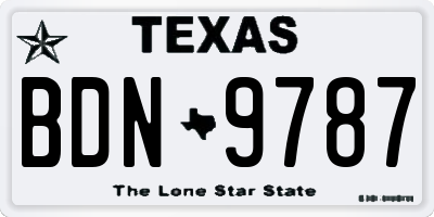 TX license plate BDN9787