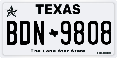 TX license plate BDN9808