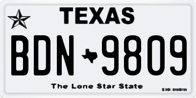 TX license plate BDN9809