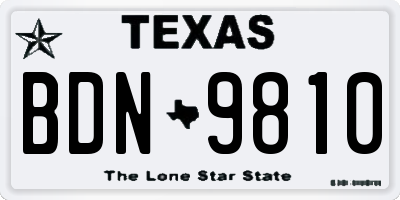 TX license plate BDN9810
