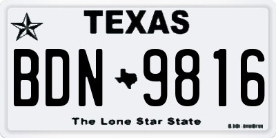 TX license plate BDN9816