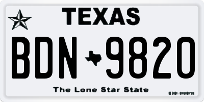 TX license plate BDN9820