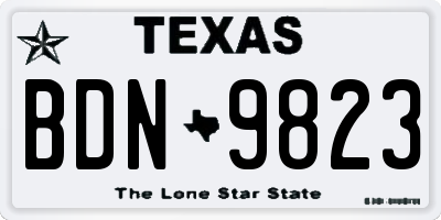 TX license plate BDN9823