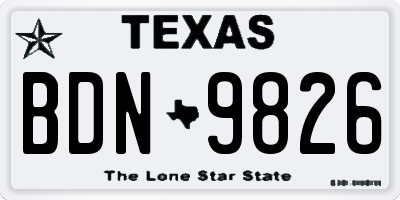 TX license plate BDN9826