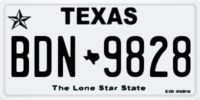 TX license plate BDN9828
