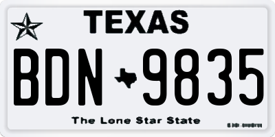 TX license plate BDN9835