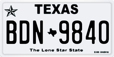TX license plate BDN9840