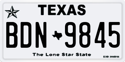 TX license plate BDN9845