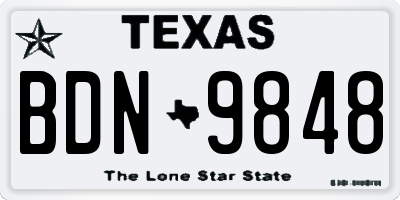 TX license plate BDN9848