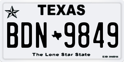 TX license plate BDN9849