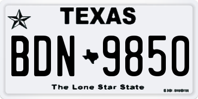 TX license plate BDN9850