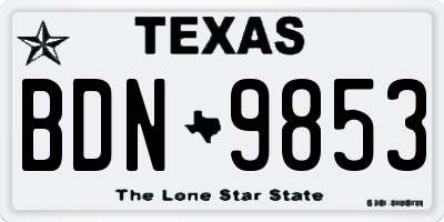 TX license plate BDN9853