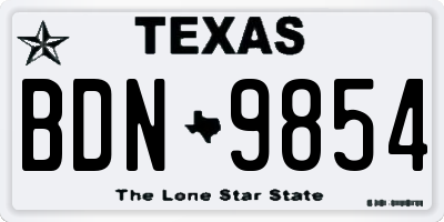 TX license plate BDN9854