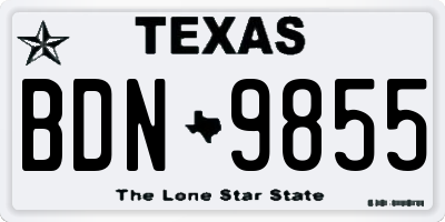 TX license plate BDN9855