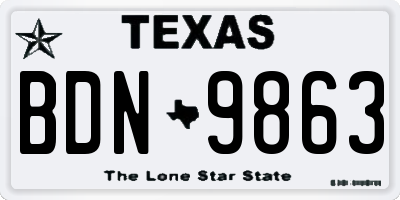 TX license plate BDN9863