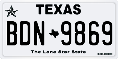 TX license plate BDN9869