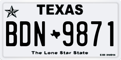 TX license plate BDN9871
