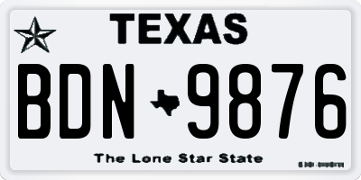 TX license plate BDN9876