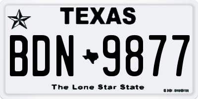TX license plate BDN9877
