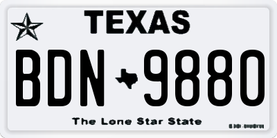 TX license plate BDN9880