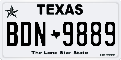 TX license plate BDN9889