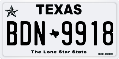 TX license plate BDN9918