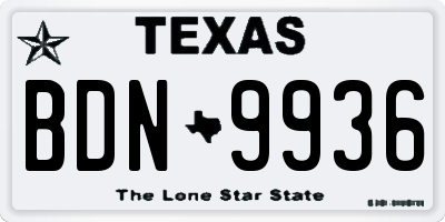 TX license plate BDN9936