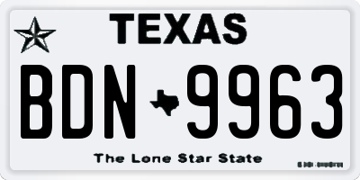 TX license plate BDN9963