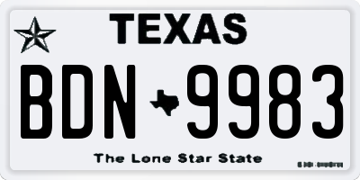 TX license plate BDN9983
