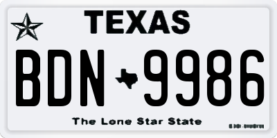 TX license plate BDN9986