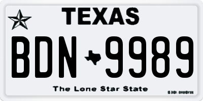 TX license plate BDN9989