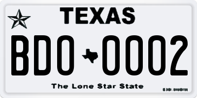 TX license plate BDO0002