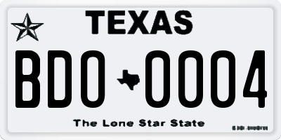 TX license plate BDO0004