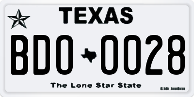 TX license plate BDO0028