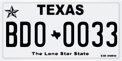 TX license plate BDO0033