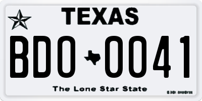TX license plate BDO0041