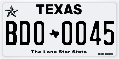 TX license plate BDO0045