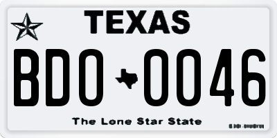 TX license plate BDO0046