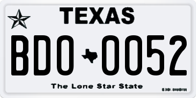 TX license plate BDO0052