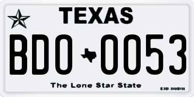 TX license plate BDO0053