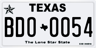 TX license plate BDO0054