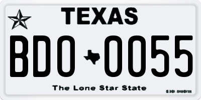 TX license plate BDO0055